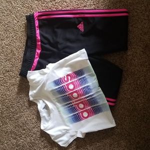 Adidas track pants with t shirt. Sz s pants sz 10 t shirt